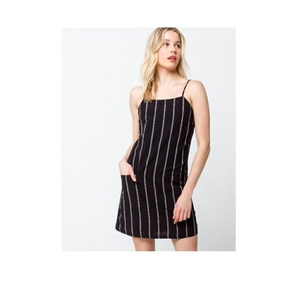 BILLABONG Straight Round Striped Dress Black & White Pockets Size XS - Picture 10 of 10